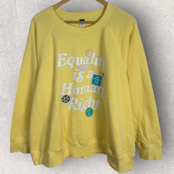 NWT Old Navy Equality Human Right Vintage Crew Neck Sweatshirt Yellow Size XXL - Picture 14 of 14